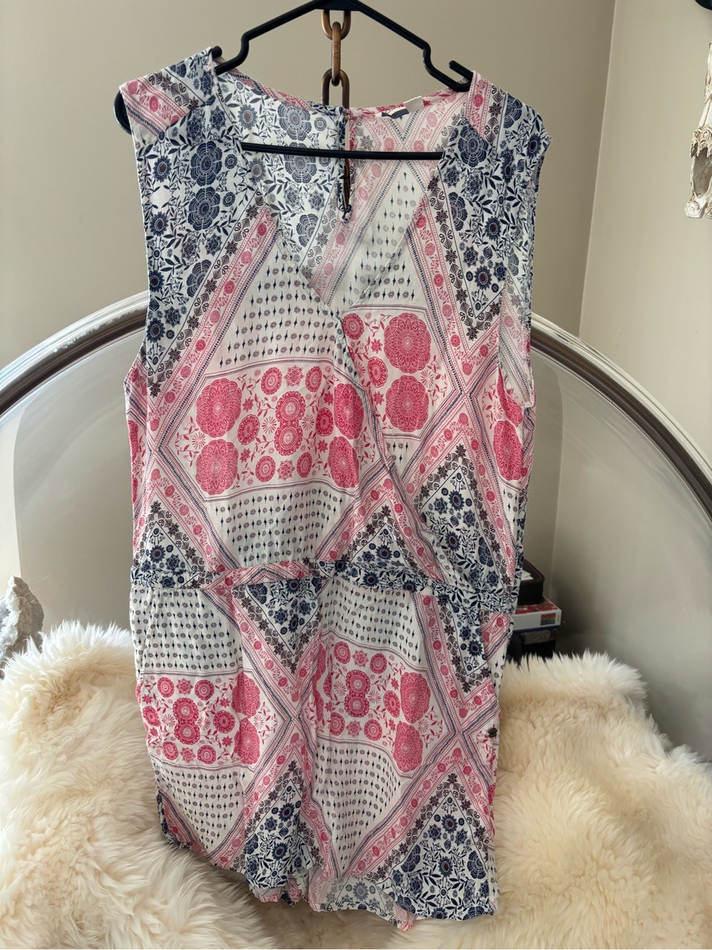 Roxy Pink & Navy Patterned Sleeveless romper